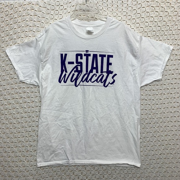 Kansas K - State  University Wildcats T-Shirt  Sz L White Crew Neck Authentic - Picture 1 of 8